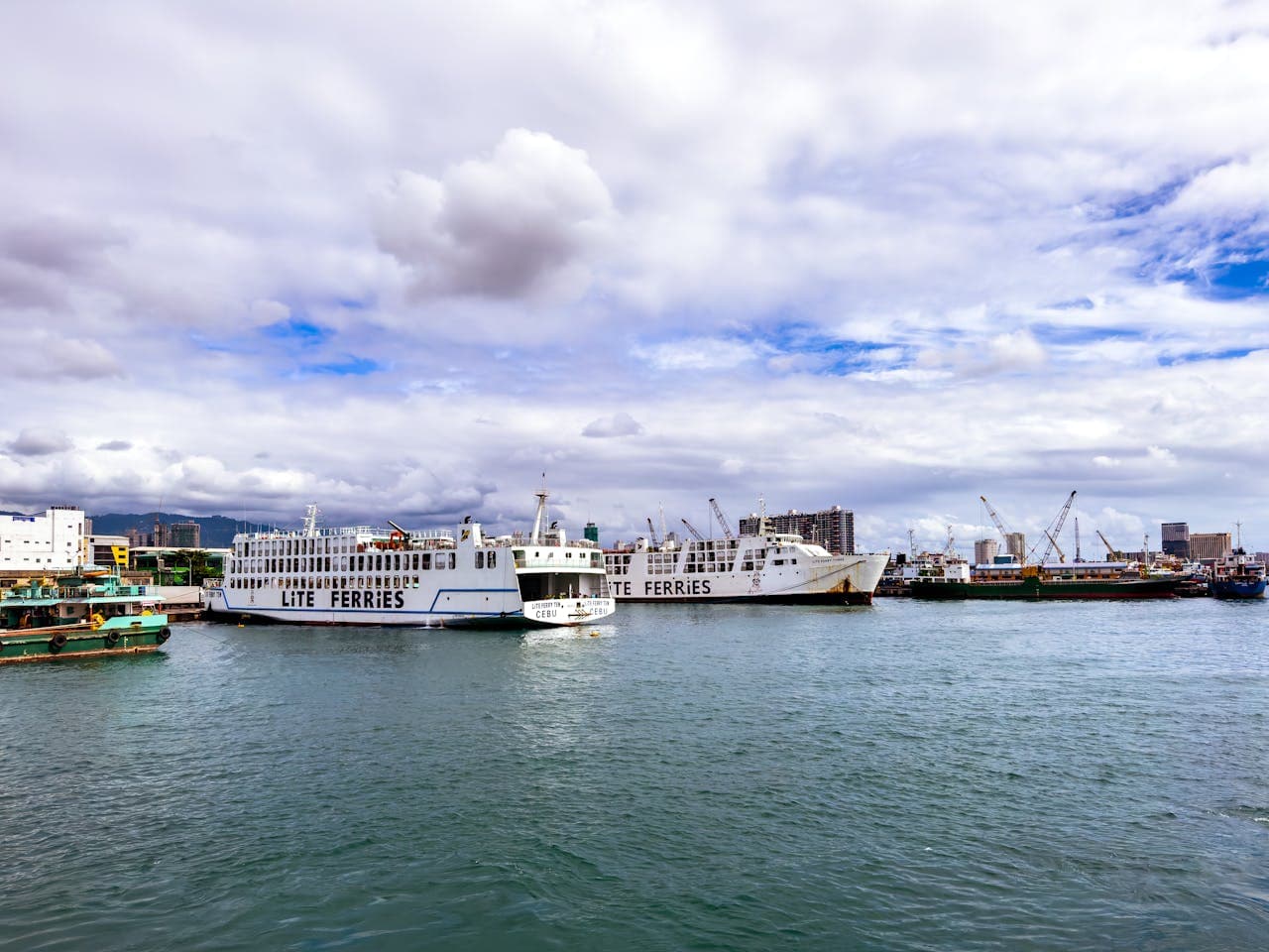 Ferry boats docked at Cebu Port, Philippines